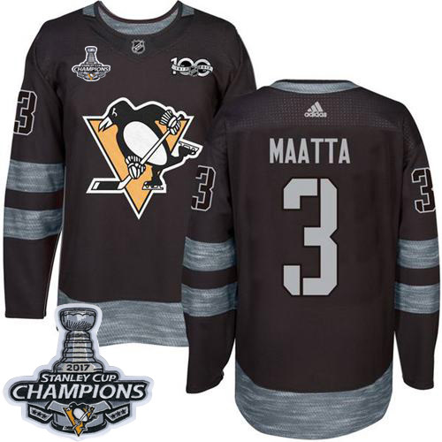 Adidas Penguins #3 Olli Maatta Black 1917-100th Anniversary Stanley Cup Finals Champions Stitched NHL Jersey - Click Image to Close